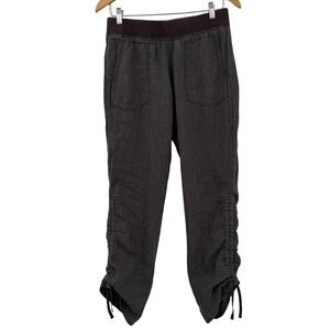 Toad&Co Lina Linen Pull-On Side Cinch Pants in Charcoal Grey | Size Small